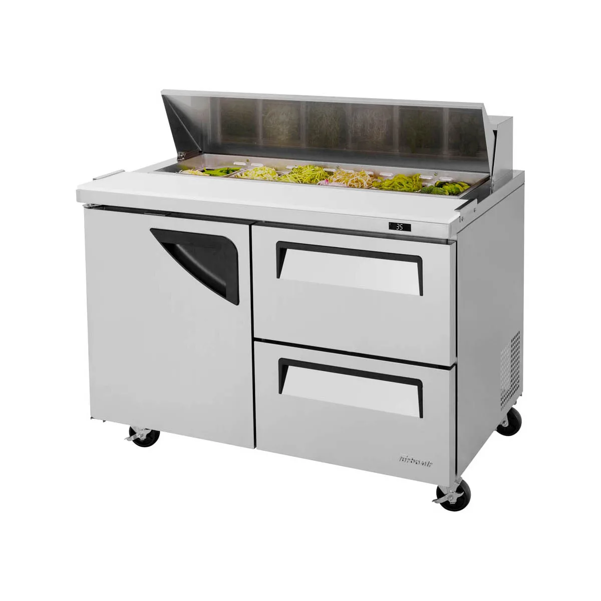 Turbo Air TST-48SD-D2-N 48" Sandwich / Salad Prep Table w/ 2 Drawers & 1 Door, 12 Pans