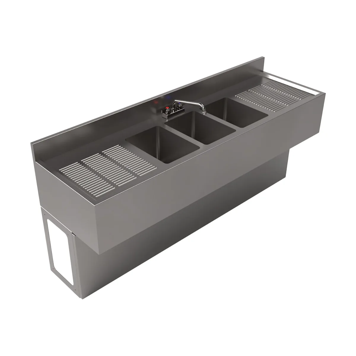 BK Resources UBB-21-372TS Underbar Sink Units, 3 Compartment with 2 Drainboards
