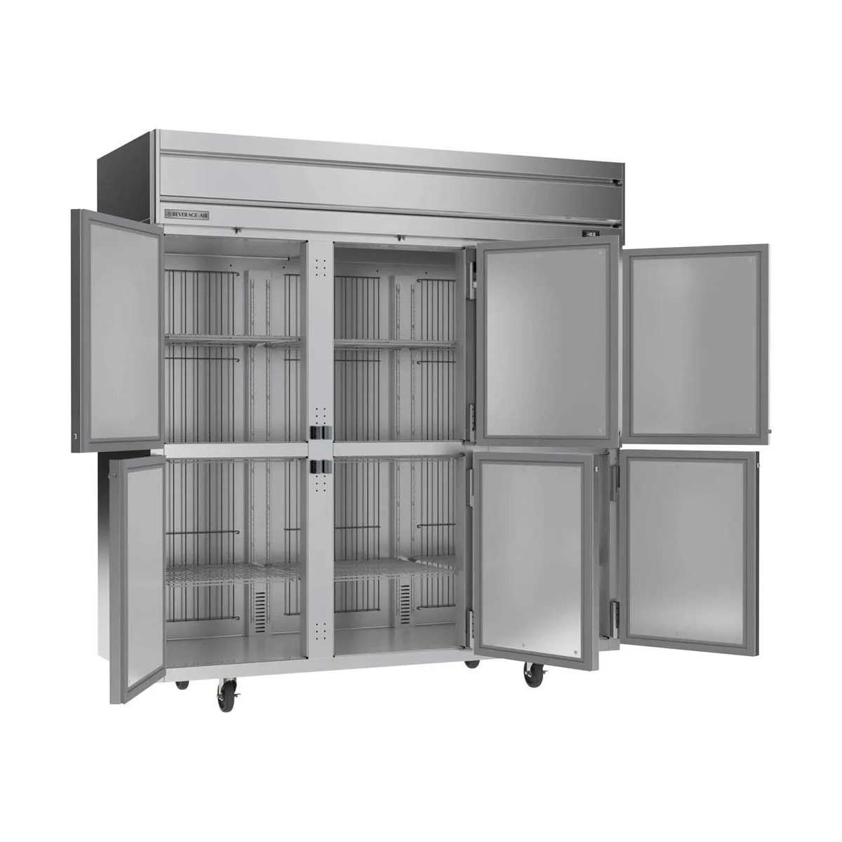 Beverage Air HFPS3HC-1HS 78" 3-Section Reach-In Freezer, 6 Half Solid Doors, Top Mounted, 69.1 cu. ft., Stainless Steel