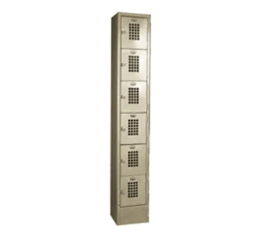 Winholt WL-66 Beige 1-Column Locker w/ (6) 10" x 12" x 12" Compartments, Perforated Doors