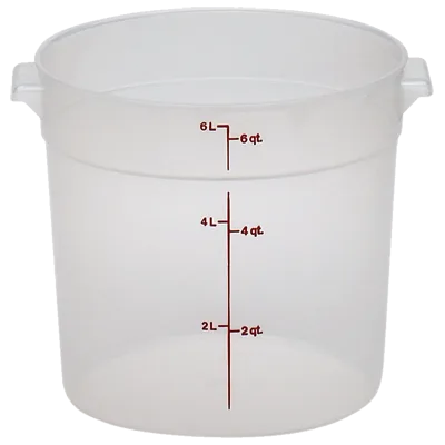 Cambro RFS6PP190 Round 6 Qt Storage Container, 9.94" Dia x 7.94"H, Translucent Polypropylene, No Lid
