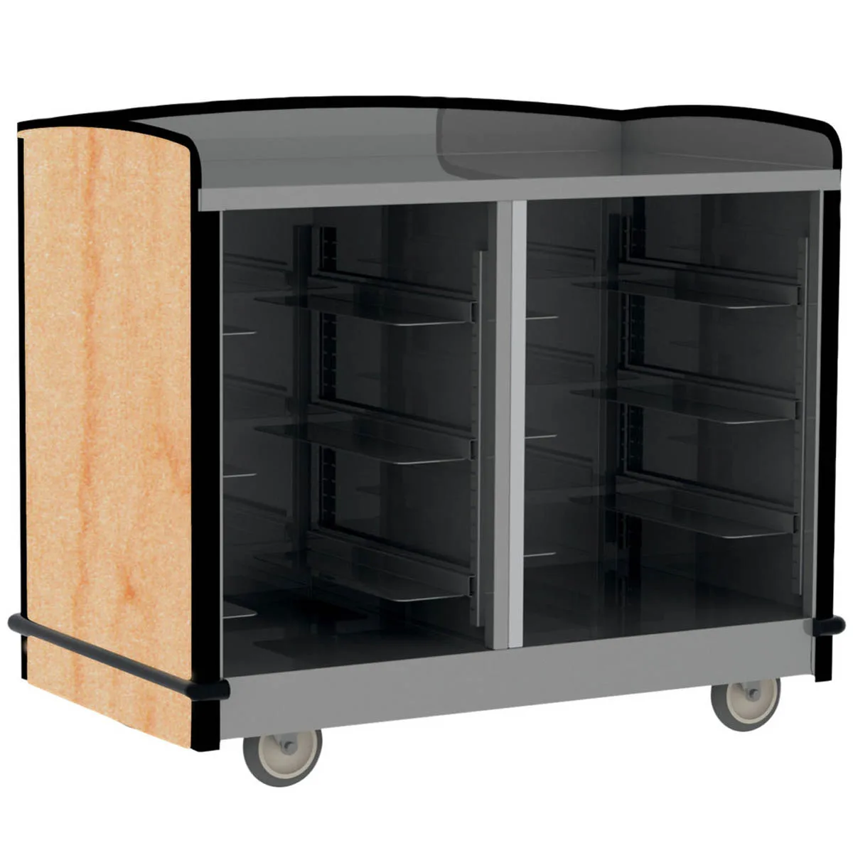 Lakeside 8704 Stainless Steel Full-Service Hydration Cart w/ Flat Top, 2 Interior Compartments