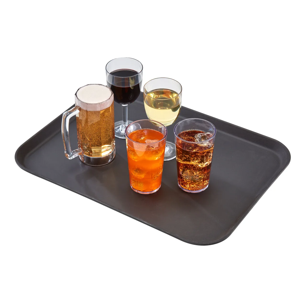 Cambro 1520CT110 Rectangular Non‑Skid Serving Tray, 15" x 20¼" Black Fiberglass, Dishwasher Safe, NSF Certified