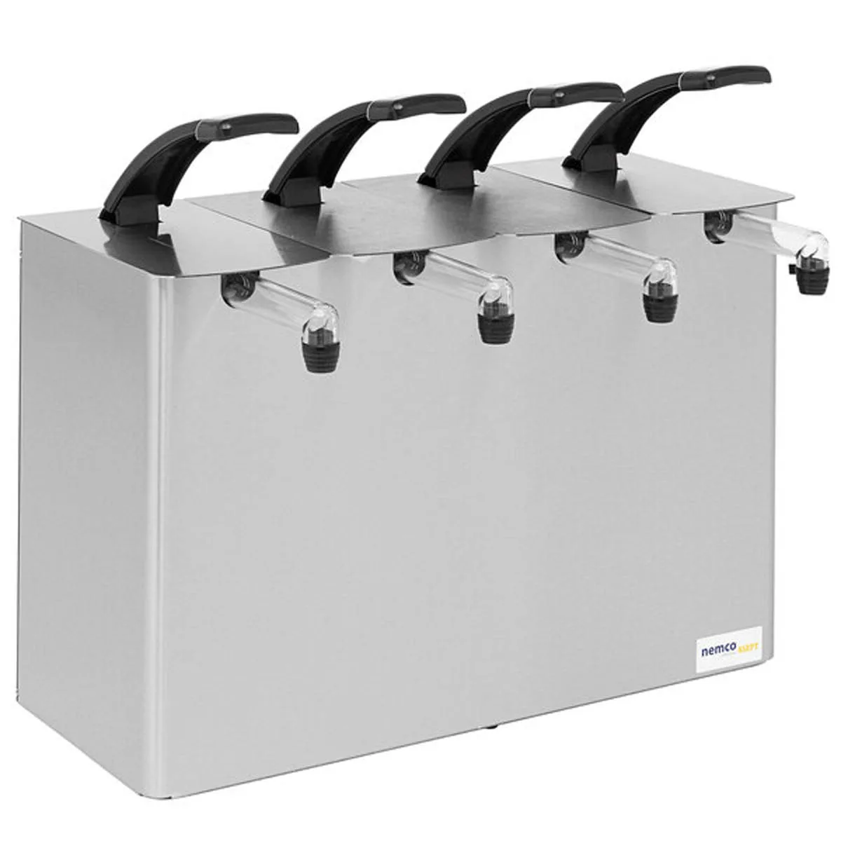 Nemco 10964 4‑Head Condiment Dispenser 21-7/8"W x13-1/4"D x18-3/4"H SS,1.5‑Gallon (6 qt) Pouches,NSF