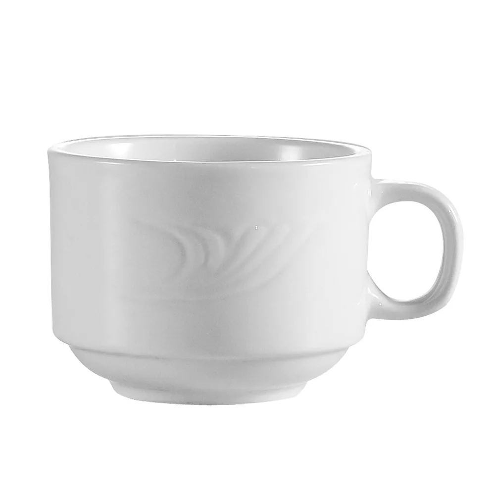 CAC China RSV-1-S - 8‑Oz Porcelain Coffee Cup, 3.5" Dia x 2.5" H, White, Dishwasher Safe - 1 Dozen