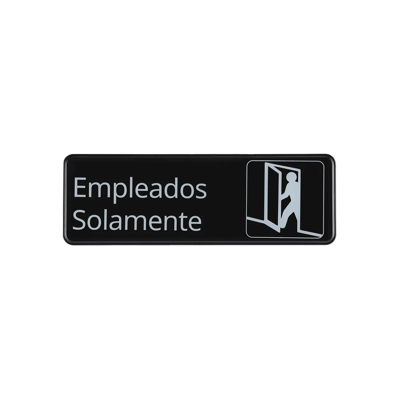 CAC China SCS3-EE01 Compliance Sign, 9" x 3"H, Spanish, Employees Only, Heavy-Duty Plastic, Black