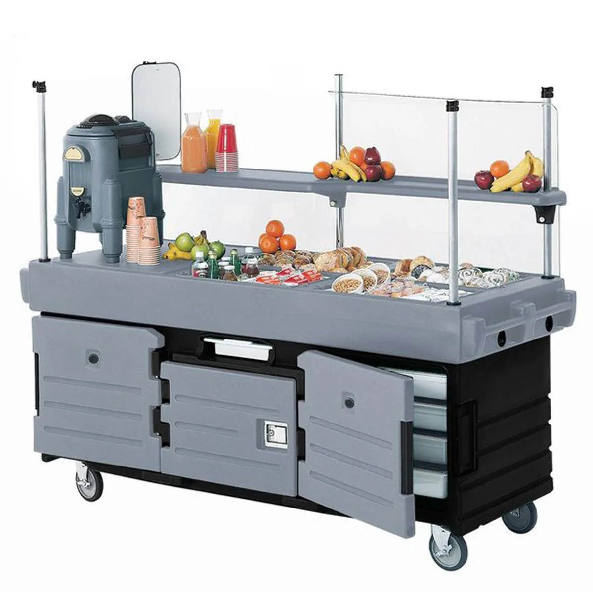 Cambro KVC854186 CamKiosk Polyethylene Navy Blue Vending Cart w/ 4 Pan Wells