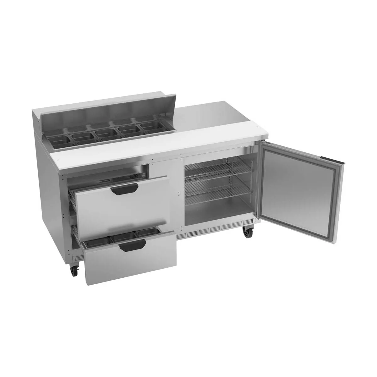 Beverage Air SPED60HC-10-2 60" Two Section Sandwich/Salad Prep Table w/ 2 Drawers & 1 Door, 10 Pans