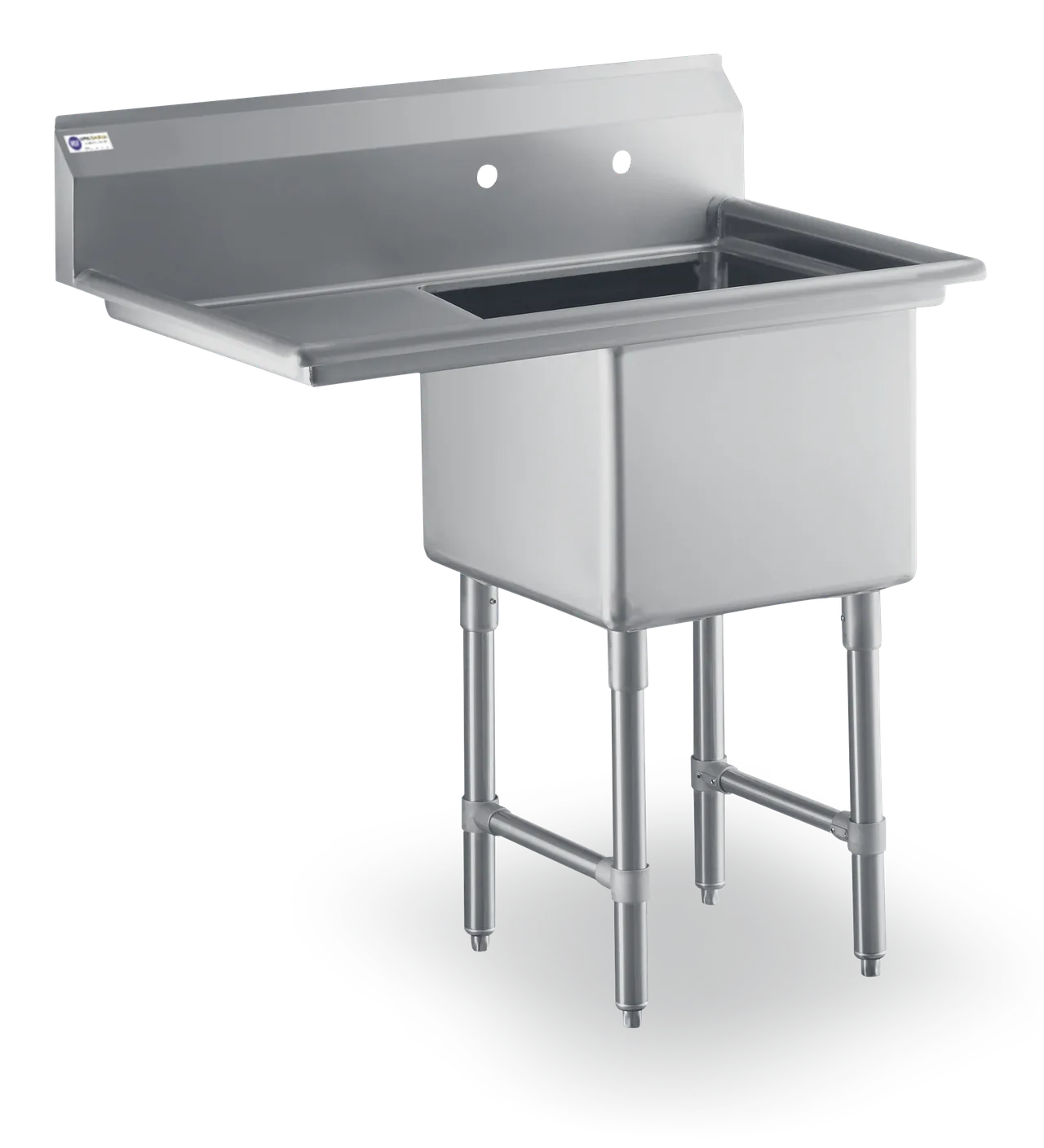 Steel Works SWS1C242414-24L-316 50.5" One Compartment Sink, 24"W x 24"L Bowl With Left-Hand Drainboards