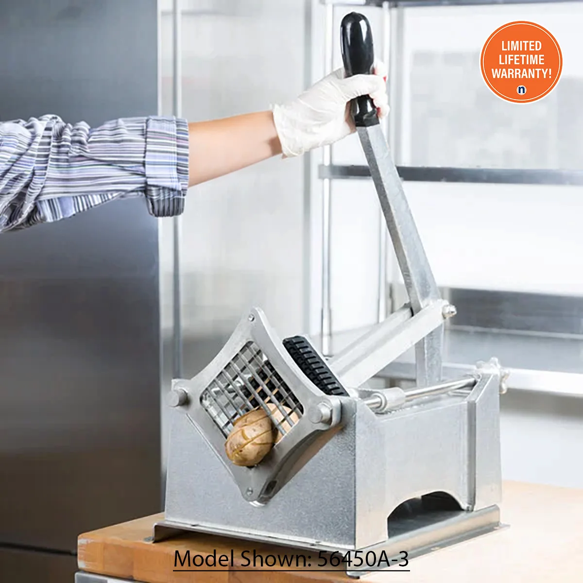 Nemco 56450A-3D FryKutter – 1/2" Square Cut, Alu, Black Block, 300‑Series Stainless Blades, D‑Handle, Fry Cutter