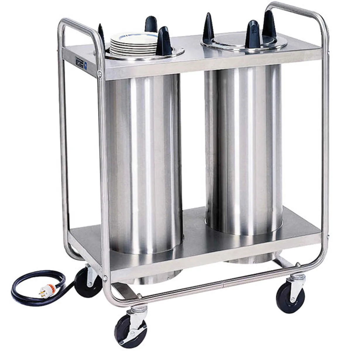 Lakeside 778 Mobile Open Base 2-Stack Dish Dispenser w/ 12" Dia. Dish Size, Heated