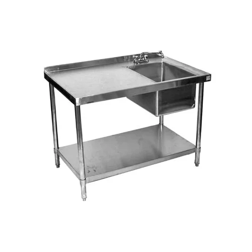 Klinger's Trading STB3084BR 84" Work Table with Prep Sink, Faucet Included / Right - 18 Gauge