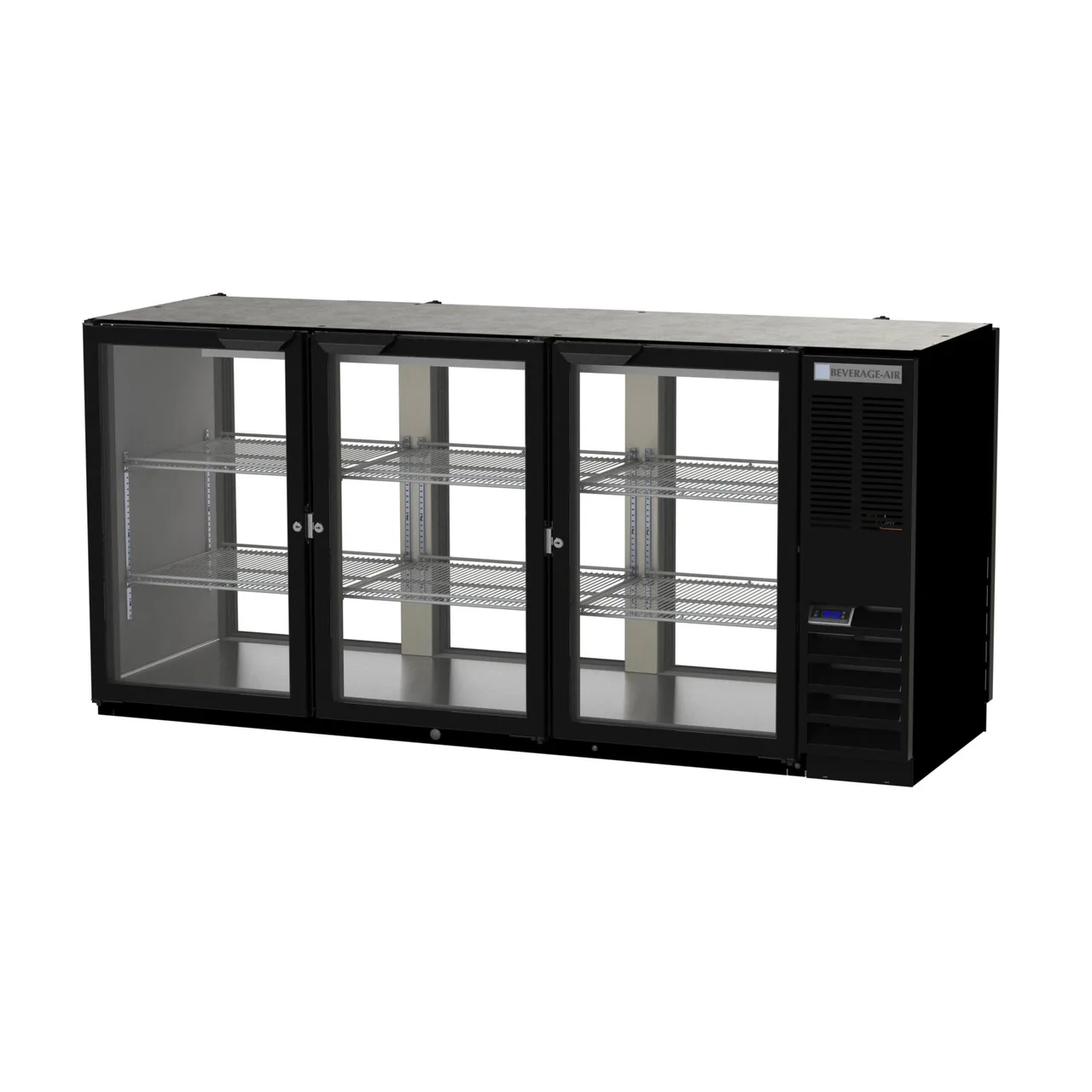 Beverage Air BB72HC-1-G-PT-B 72" Pass-Thru Glass Door Back Bar Refrigerator