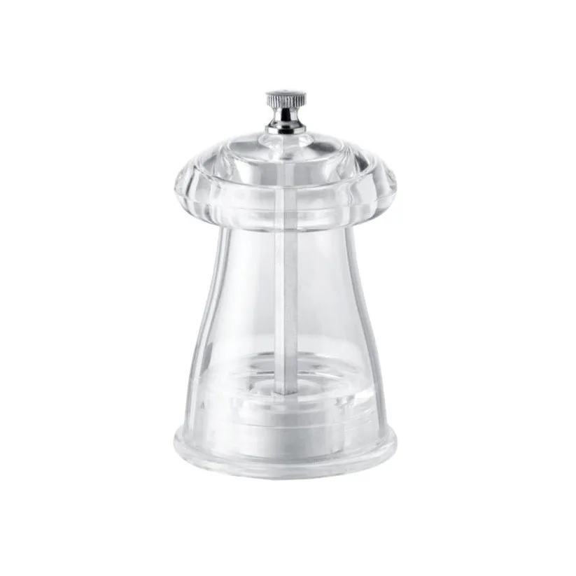 Omcan USA 43703 Salt Mill – 4” Crystal Acrylic Conic Grinder, Tempered Steel, 20-Year Guarantee, Italy