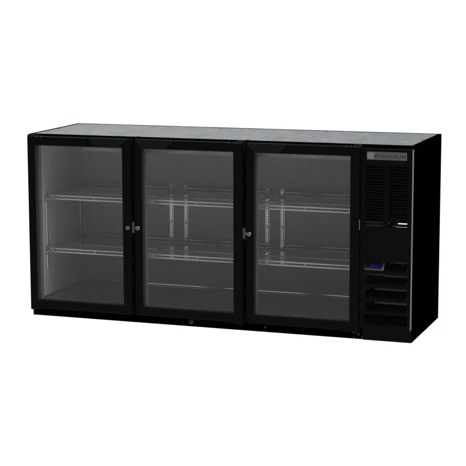 Beverage Air BB72HC-1-FG-B 72" 3 Section Back Bar Refrigerator with Glass Door