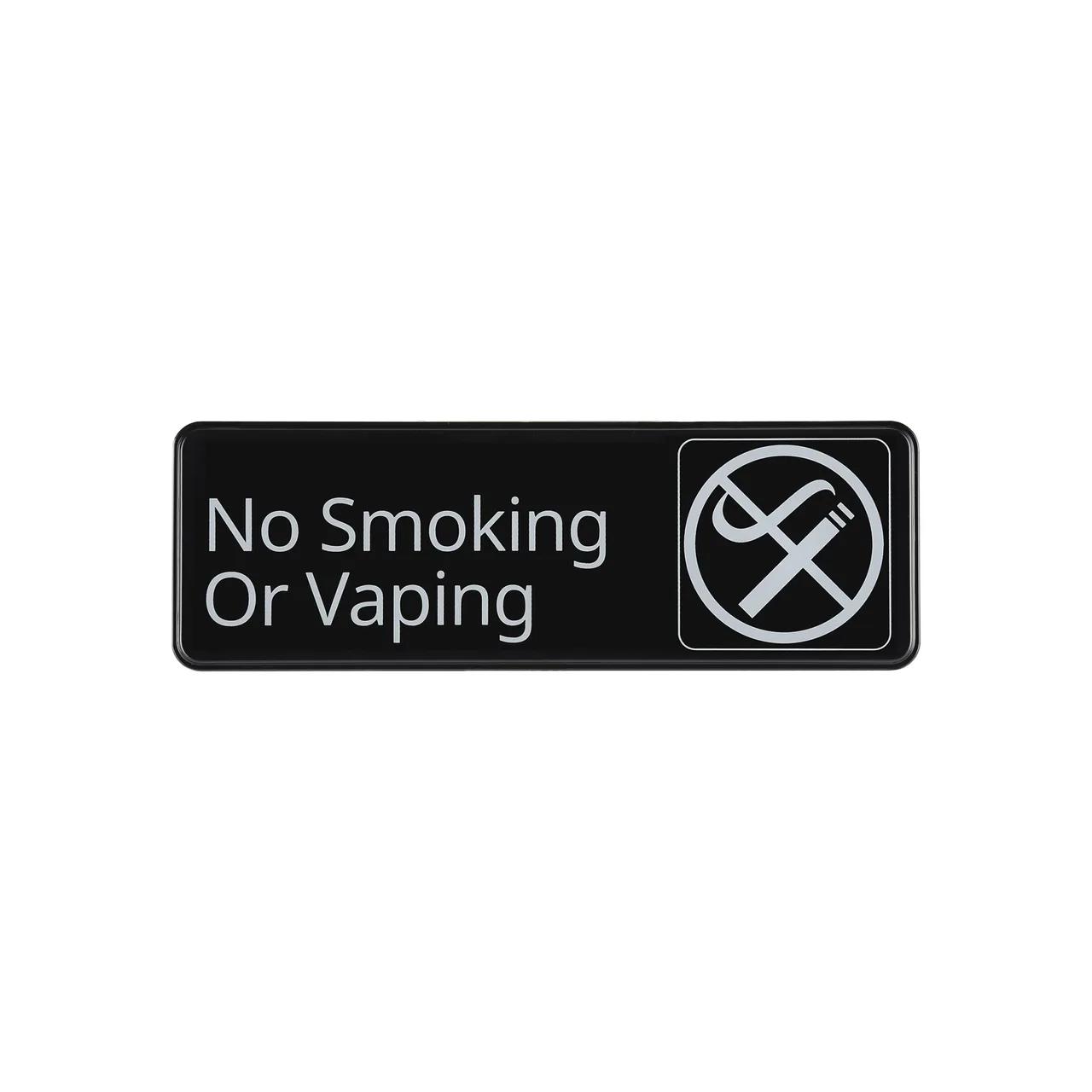 CAC China SCE3-NV18 No Smoking Or Vaping Sign, 9" x 3", Heavy Duty Plastic, Black