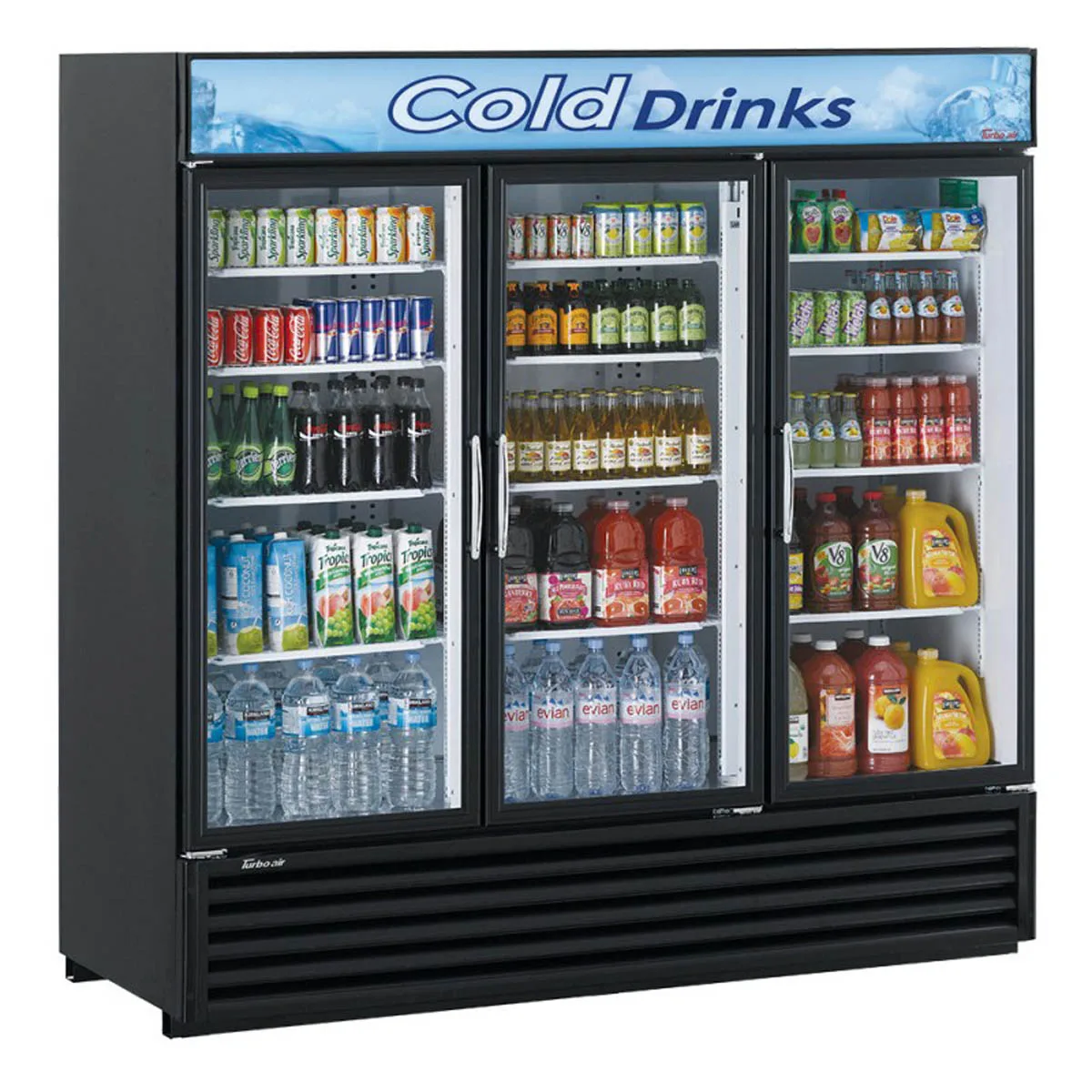 Turbo Air TGM-72RS(B)-N 78" 3-Glass Door Merchandiser Refrigerator, 68 cu. ft., Black, ENERGY STAR®
