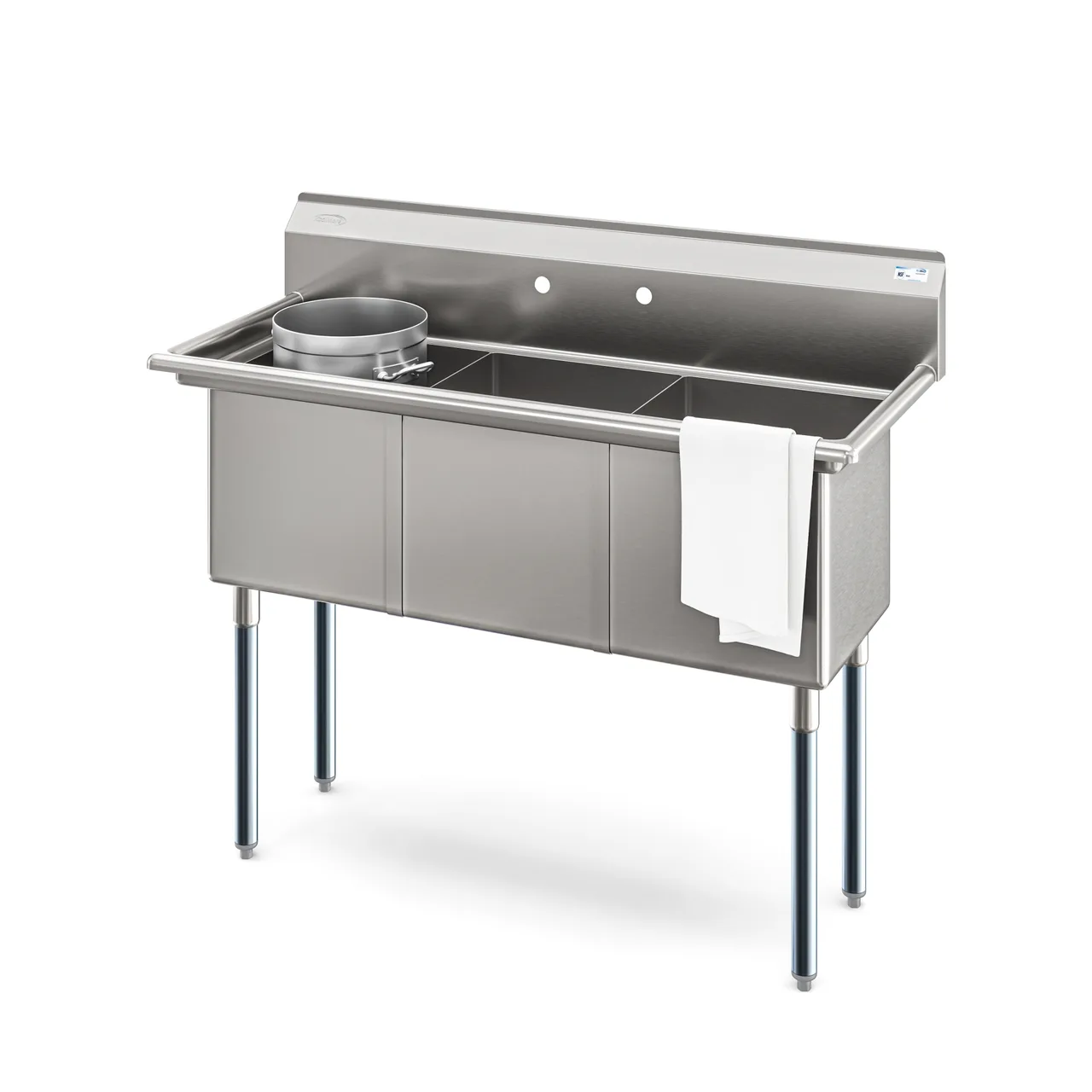 Koolmore KM-SC181814-N3 60" Three Compartment Sink, 18"W x 18"L Bowl Without Drainboard