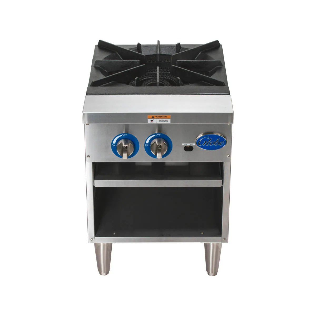Globe GSP18G 18" Quick Ship Natural Gas Stock Pot Range w/ (2) Two Ring Burners, LP Conversion Kit Included, 100.000 BTU