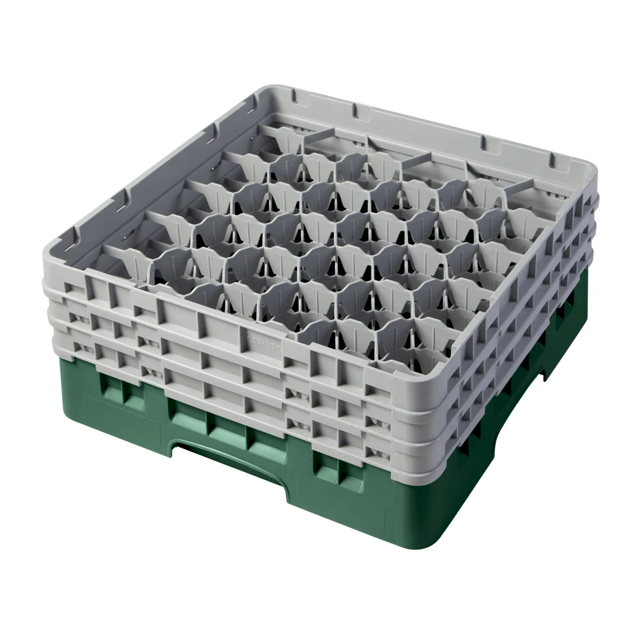 Cambro 30S638119 Camrack Glass Rack, Sherwood Green, Full Size, 19-3/4" x 19-3/4", 30 Compartments, 3-1/8" Max Dia, 6-7/8" Max Height