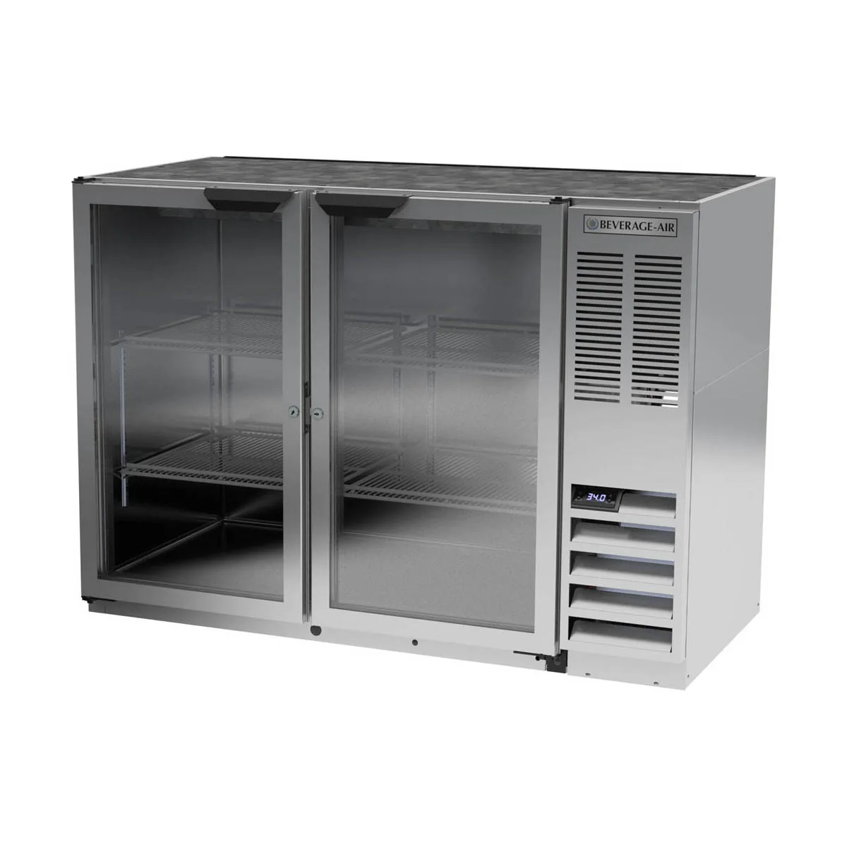 Beverage Air BB48HC-1-G-S 48" 2 Section Black Back Bar Cooler with Glass Door