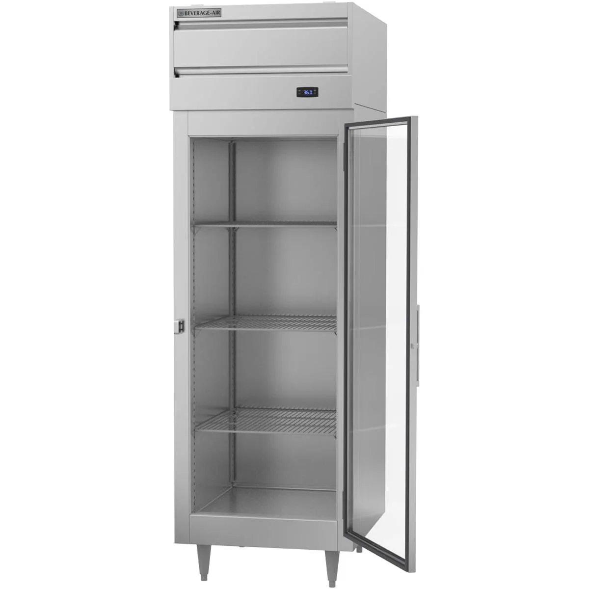 Beverage Air PR1HC-1BG 26" 1-Section Reach-In Refrigerator w/ Glass Full Door, Top Mounted, Aluminum Interior, 21 cu. ft.