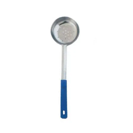 Omcan USA 80786 - 8 Oz One-Piece Stainless Steel Perforated Portion Control Spoon With Blue Handle
