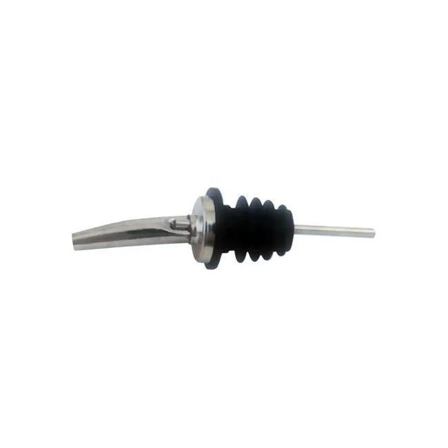Omcan USA 80850 Liquor Pourer – Stainless Steel Tapered Spout with Black Plastic Stopper, Free Flow Design, 12 Pack