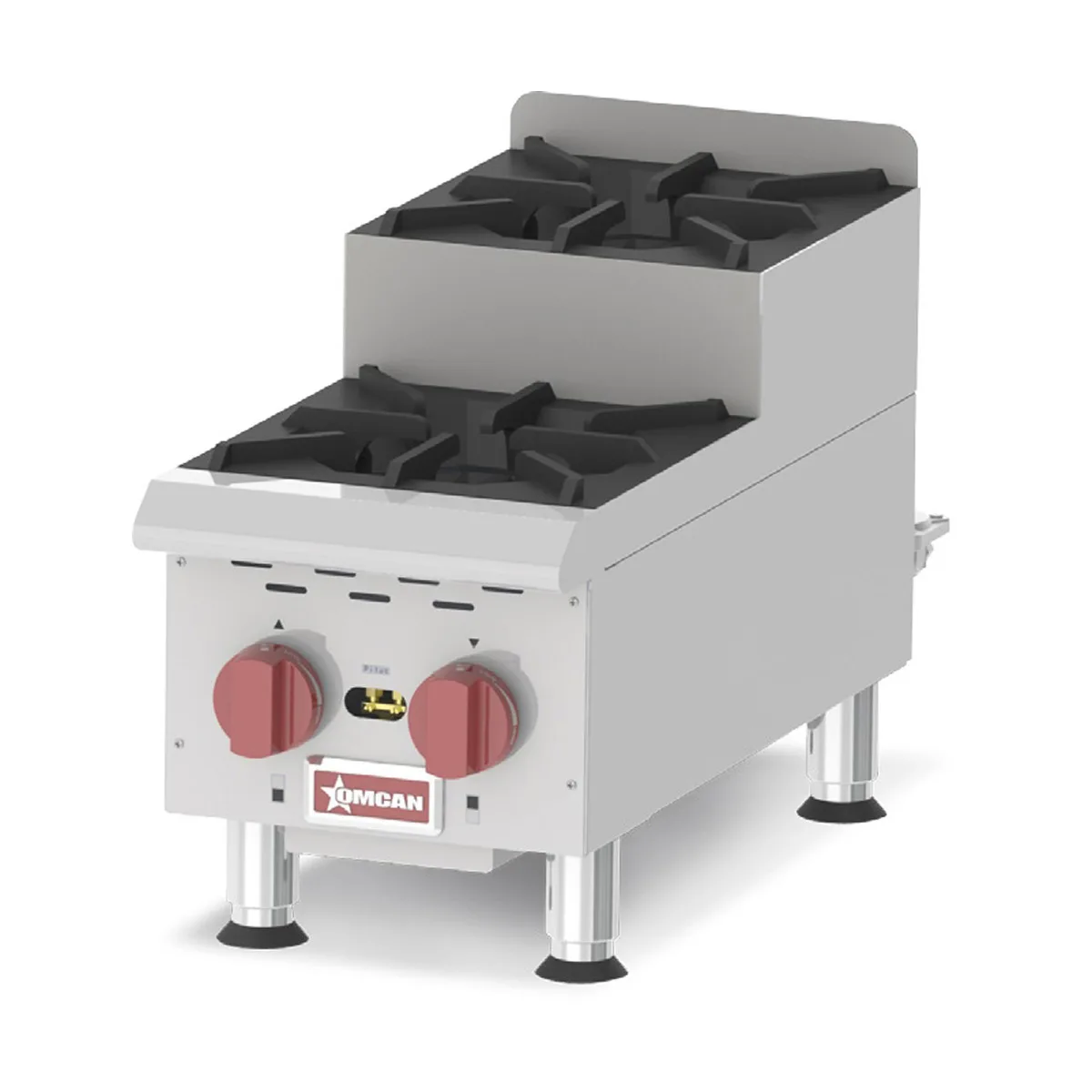 Omcan USA 44198 12" Countertop Step-Up Gas Hotplate with (2) Burners, Manual Controls, 60.000 BTU