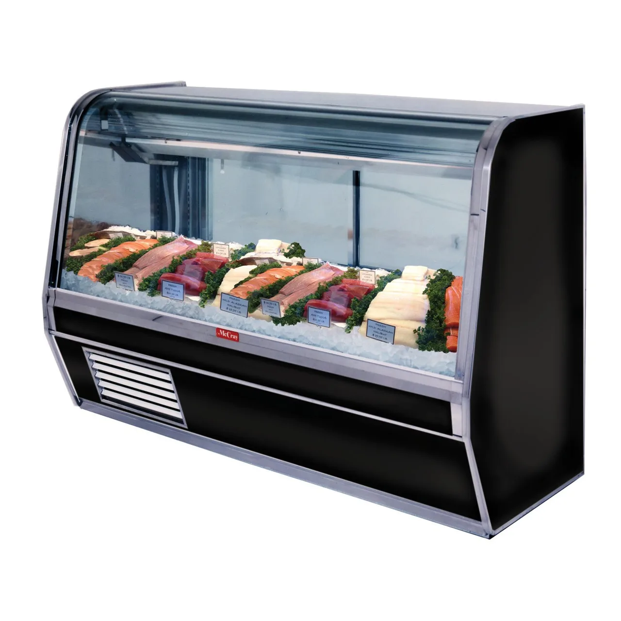 Howard-McCray SC-CFS32E-6C-BE-LED 74" Curved Refrigerated Seafood Display Case, Black
