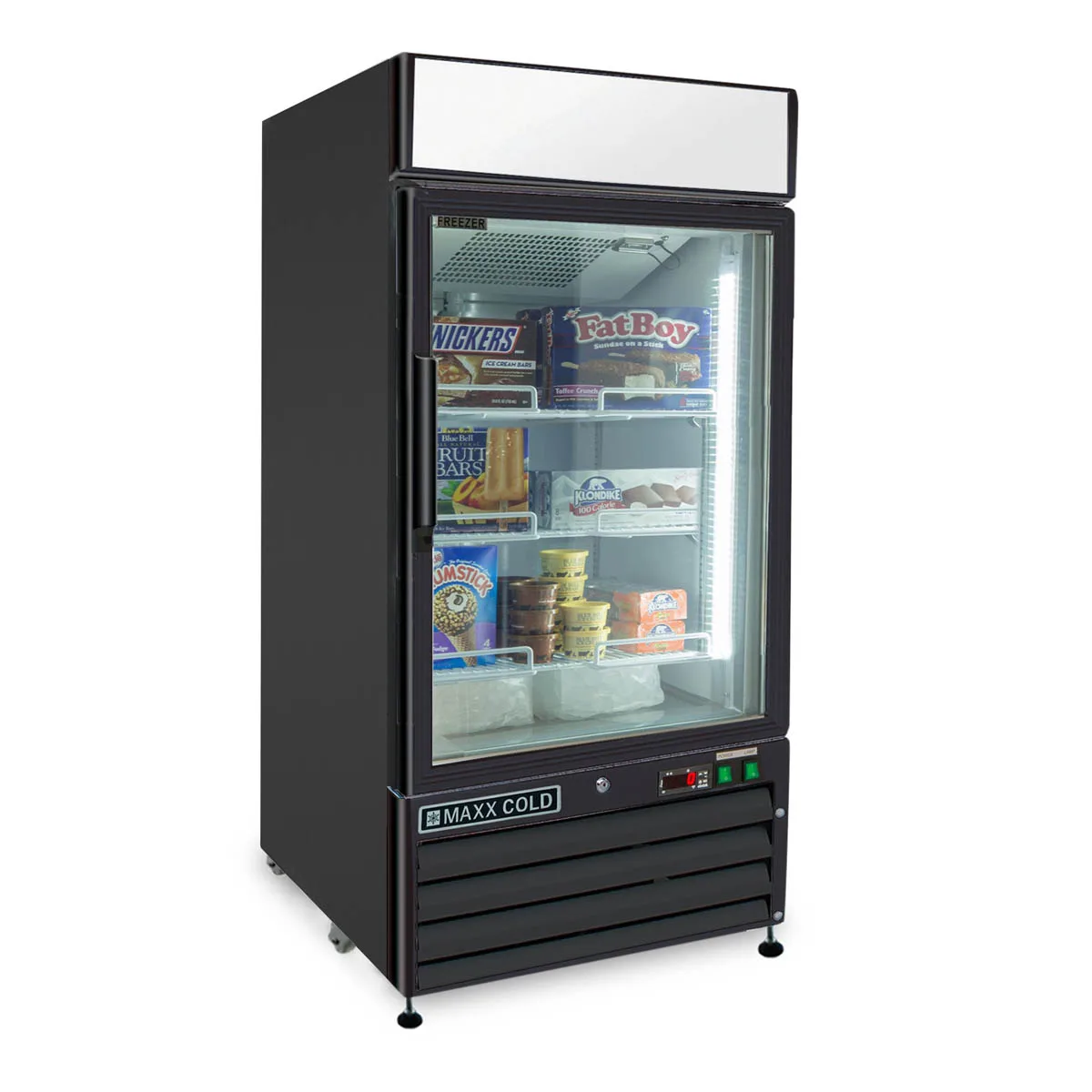 Maxx Cold MXM1-12FBHC 25"  1 Glass Door Freezer Merchandiser in Black, 12 cu.ft.