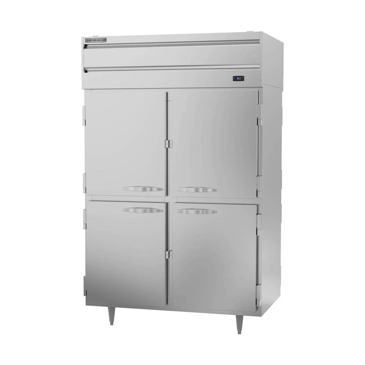 Beverage Air PRD2HC-1AHS 52" 2-Section Pass-Thru Refrigerator w/ 8 Solid Half-Doors, Top Mounted, 48.3 cu. ft.