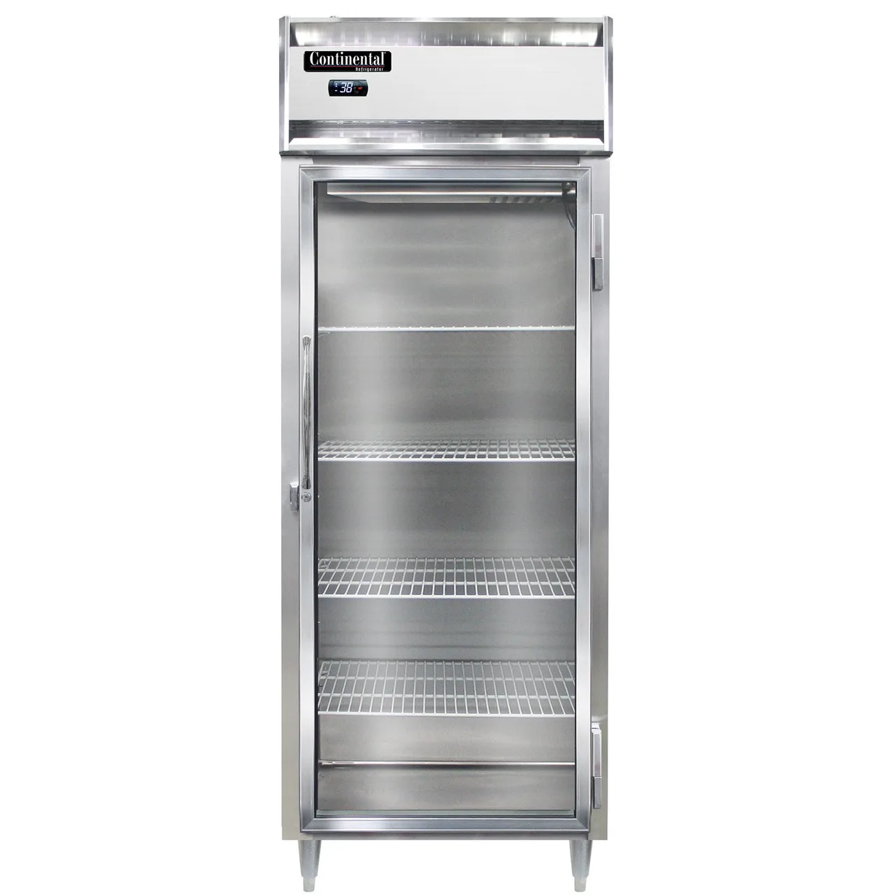 Continental Refrigerator D1RENSSGD 28" 1-Section Reach-In Refrigerator w/ Glass Door, All Stainless Steel, 22 cu. ft.