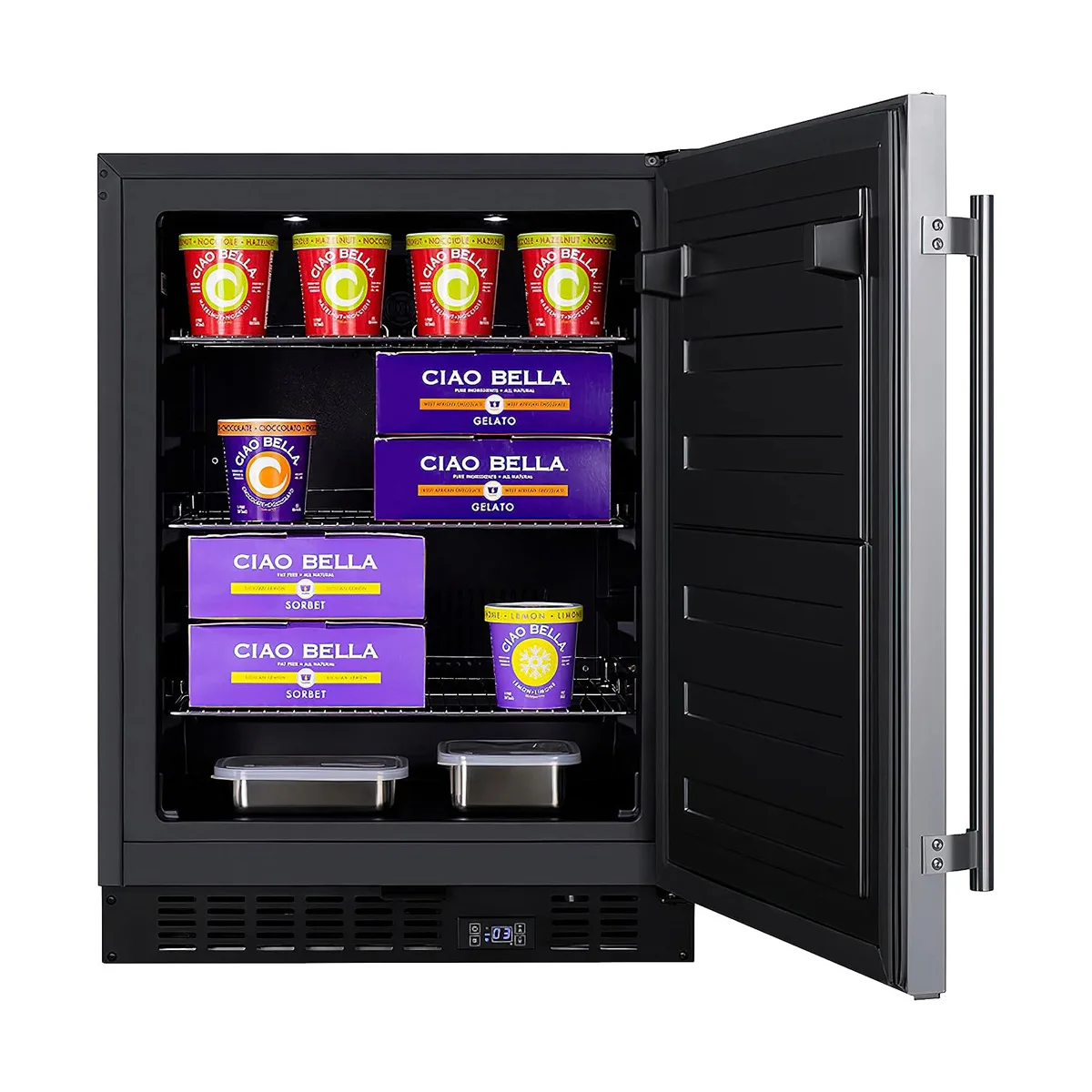 Summit ALFZ53 23" Reach-In Undercounter Freezer, Stainless Steel Door Black Cabinet, 3.7 cu. ft.