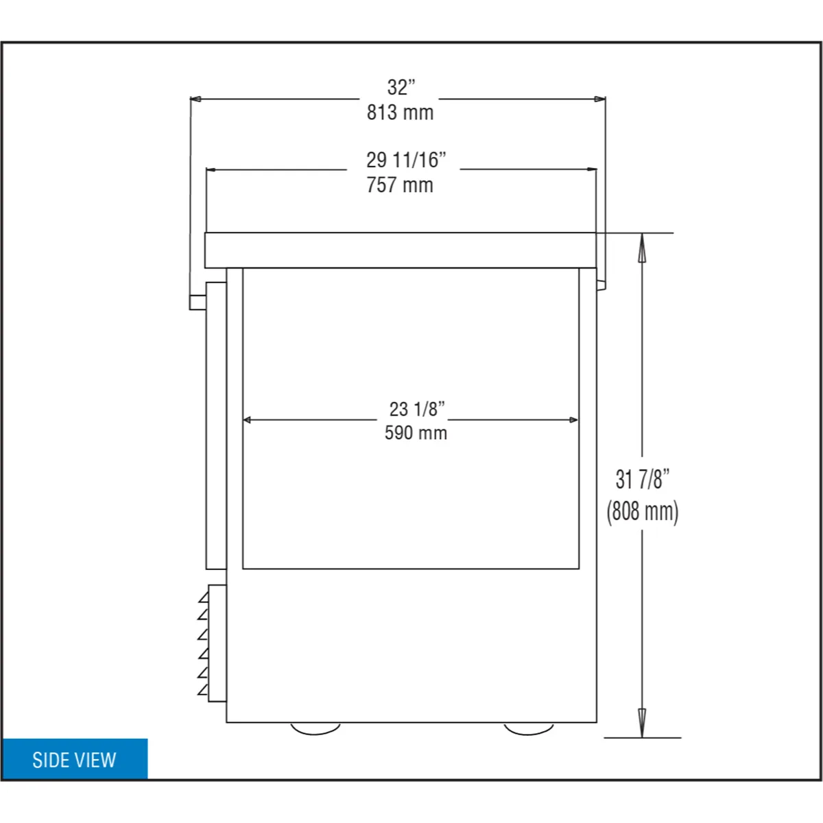 Continental Refrigerator UC24N 24" 1-Door Undercounter Fridge, Stainless Steel Exterior, Front Breathing, 4.8 cu. ft.