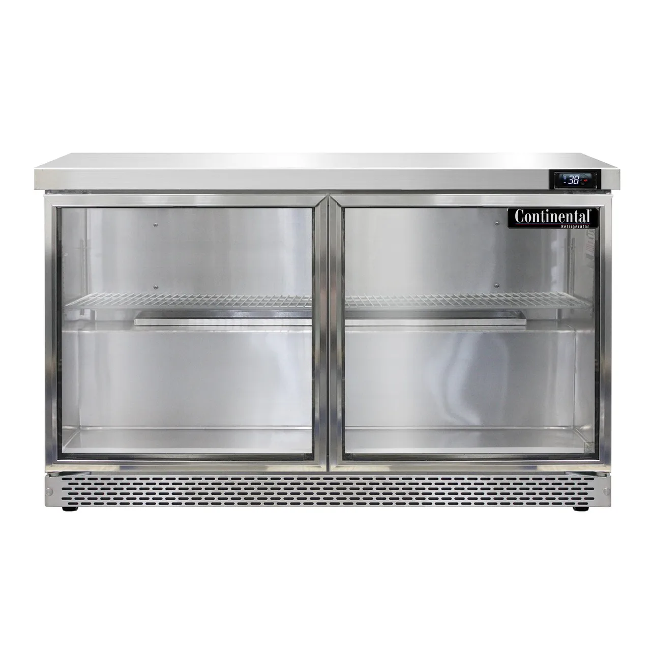 Continental Refrigerator SW48NGD-FB 48" Worktop Refrigerator w/ 2 Glass Doors, 13.4 cu. ft.