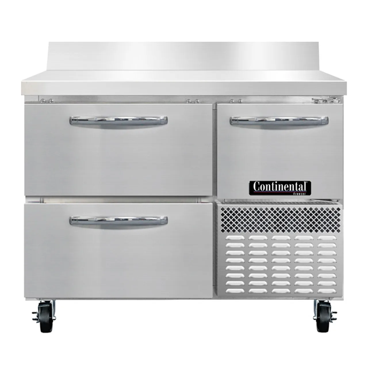 Continental Refrigerator FA43SNBS-D 43" 2-Section Worktop Freezer w/ 2 Drawers & 1 Half Door