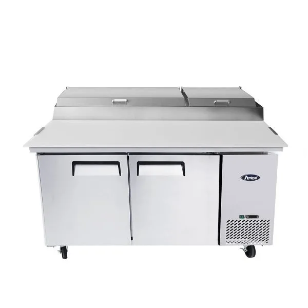 Atosa USA MPF8202GR 67" 2-Section Refrigerated Pizza Prep Table w/ 2 Doors, 18.5 cu. ft.