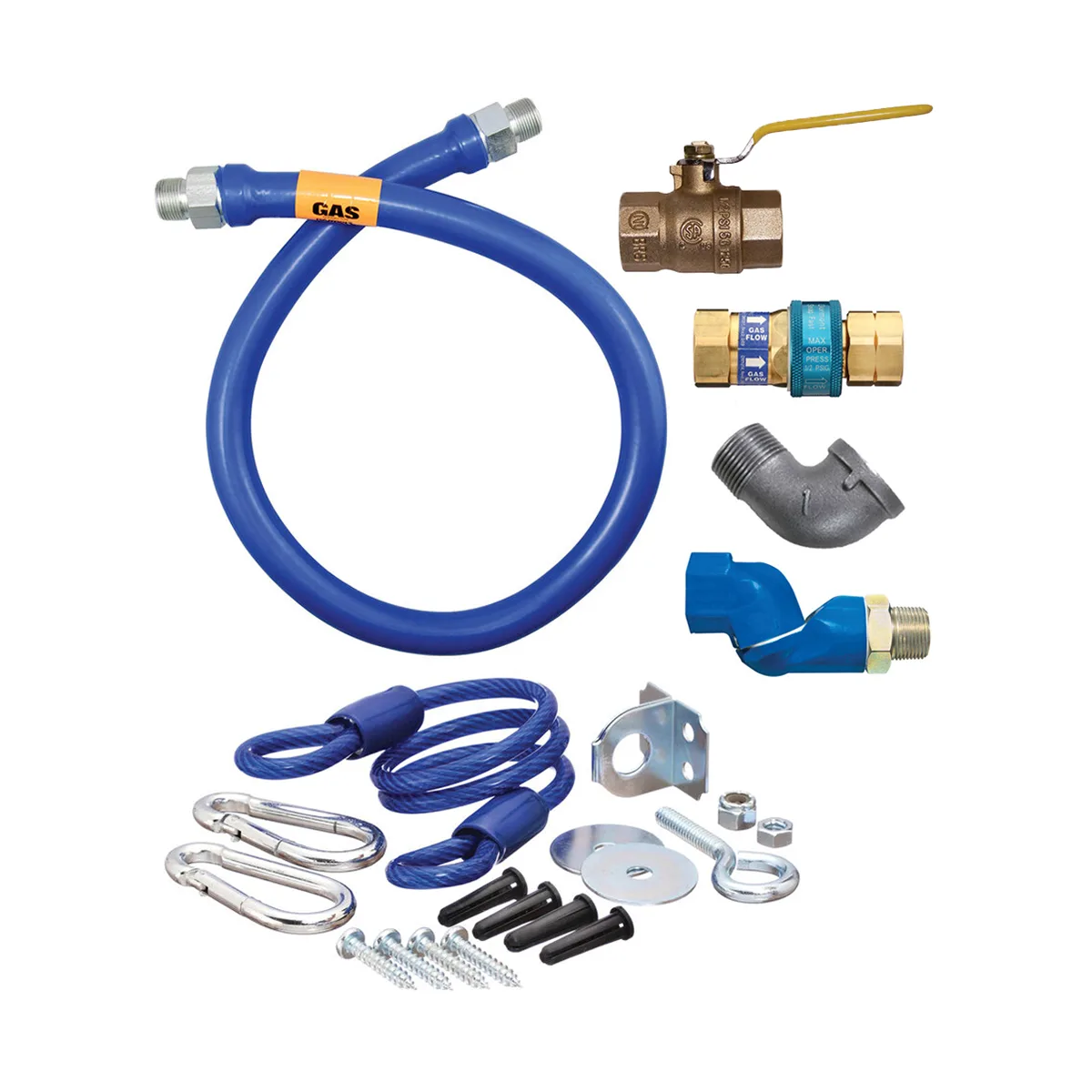 Dormont 1675KITS24 Deluxe SnapFast 24" Gas Connector Kit, Swivel MAX, Elbow, Restraining Cable, 3/4" Dia