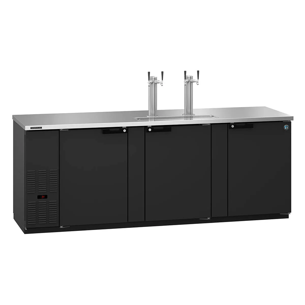 Hoshizaki DD95 Black Double Tap Kegerator Beer Dispenser - 5 x 1/2 Keg Capacity