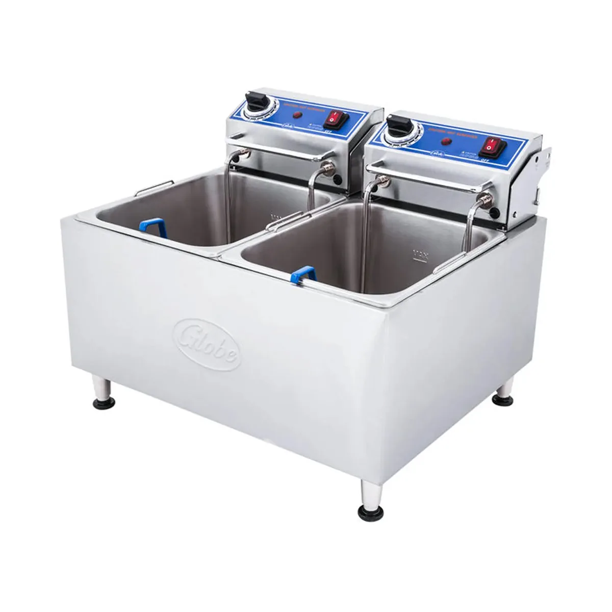 Globe PF32E Split Pot Countertop Electric Fryer w/ 2 Baskets, 32 Lb. Capacity, 208/240V