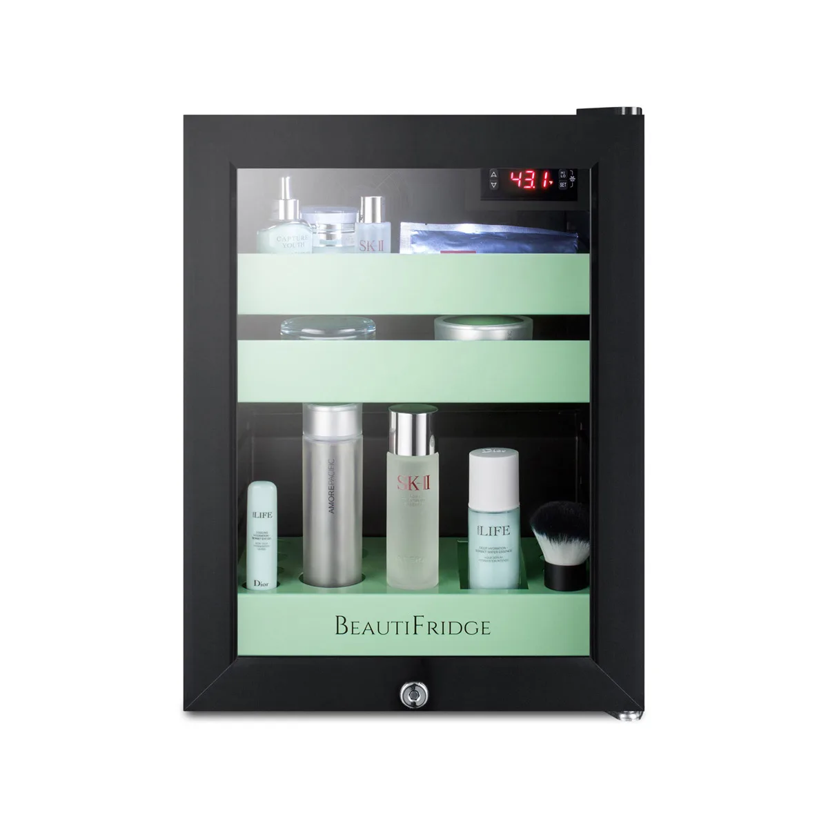 Summit LX114LG 13-3/4" Compact BeautiFridge Cosmetics Refrigerator, Spring Mint Shelves, 0.85 cu.ft