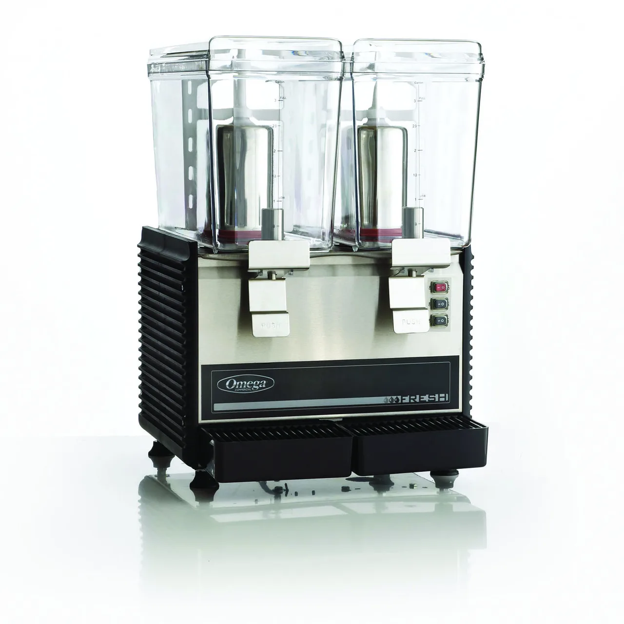 Omega OSD20 Beverage Dispenser with Double Bowls / Churn / Impeller Type - 3.0 Gal (each) - 420W