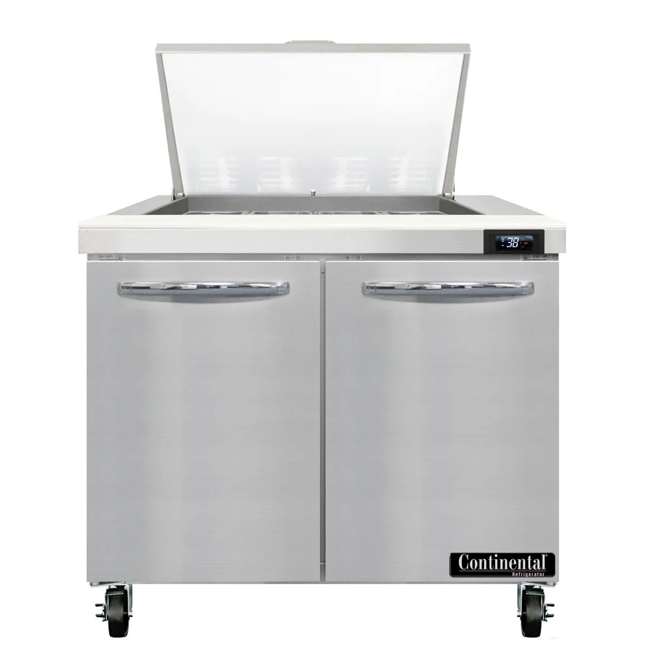 Continental Refrigerator SW36N12M 36" Mega Top Sandwich Prep Table w/ 2 Doors, 12 pans
