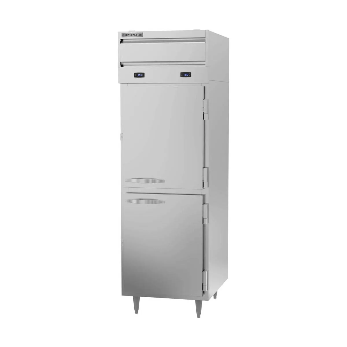 Beverage Air PRF12-12HC-1HS 26" 1-Section Reach-In Refrigerator Freezer Combo w/ 2 Half Solid Doors