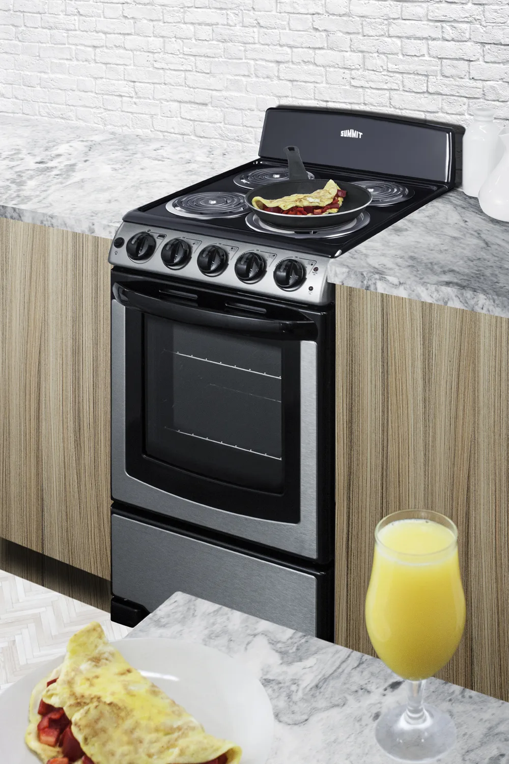 Summit PROEL20SS Electric Coil Range, 20" W, 2.3 Cu.Ft. Oven Capacity, Broiling