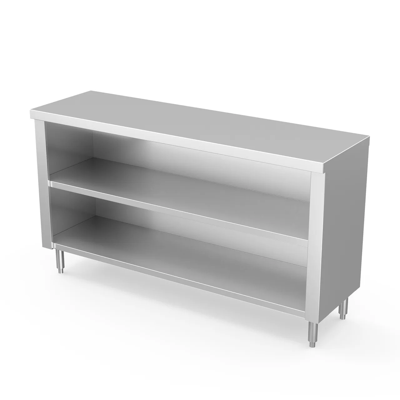 Winholt STCT-1548-DC 48"x15" Stainless Steel Dish Table with Fixed Open Base Mid-Shelf & 4 Legs