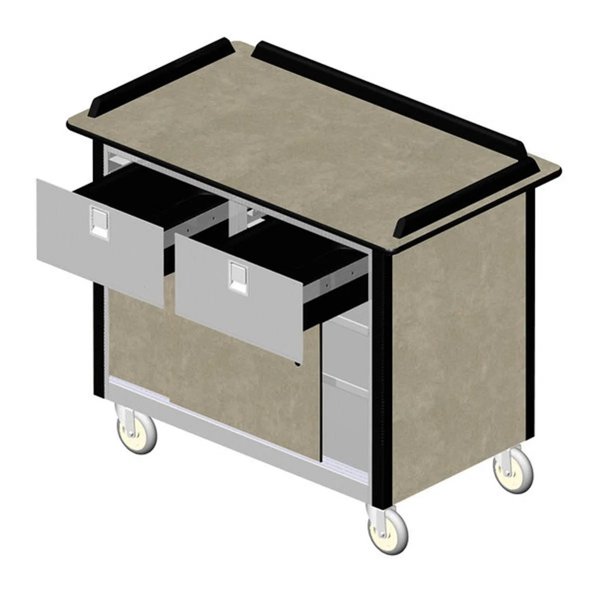 Lakeside 690-40 Food Cart w/ Drawers, Expanded Stainless Steel Storage Compartment