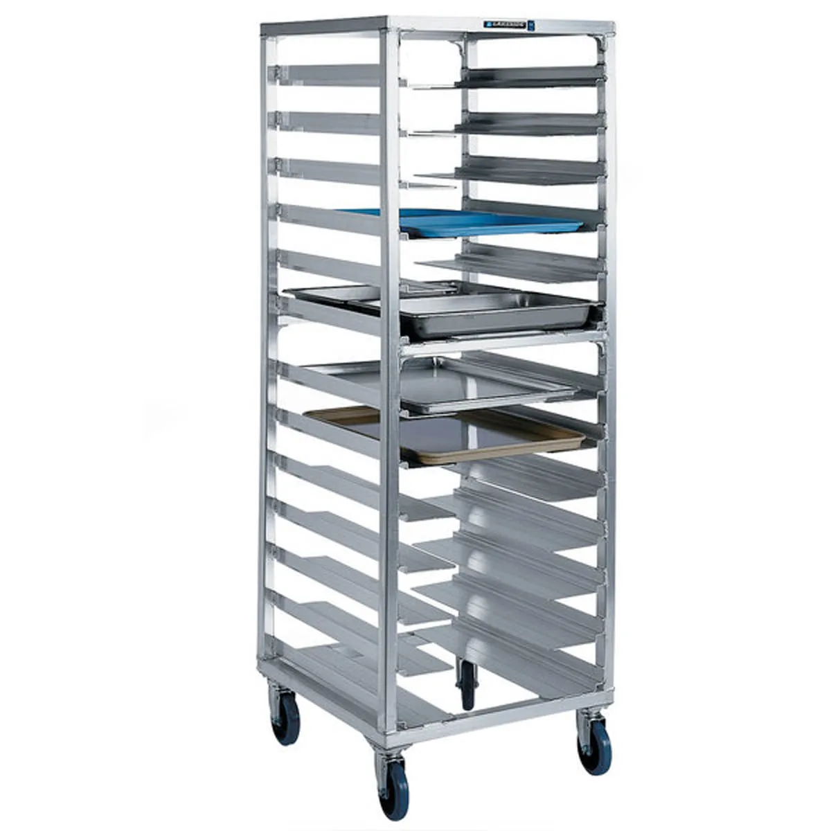 Lakeside 8535 13 Pan End Load Aluminum Bun / Sheet Pan Rack w/ Angle Ledges, 4 1/2" Bottom Load Slides