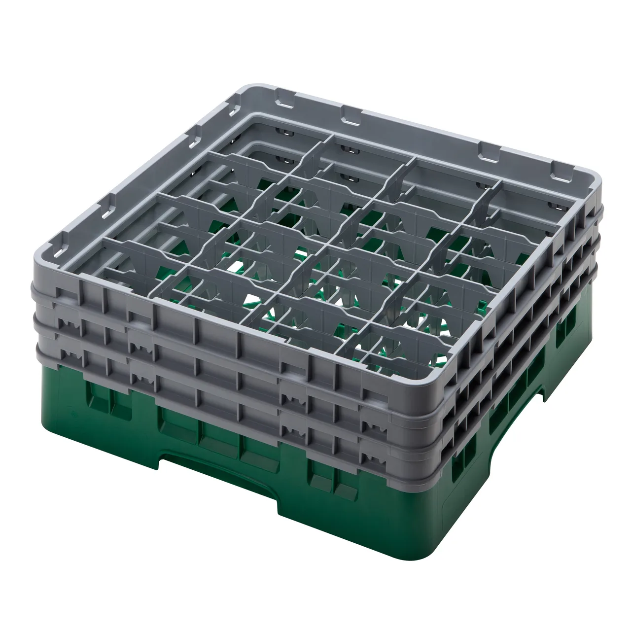 Cambro 16S638119 Camrack Glass Rack, Sherwood Green, Full Size, 19-3/4" x 19-3/4", 16 Compartments